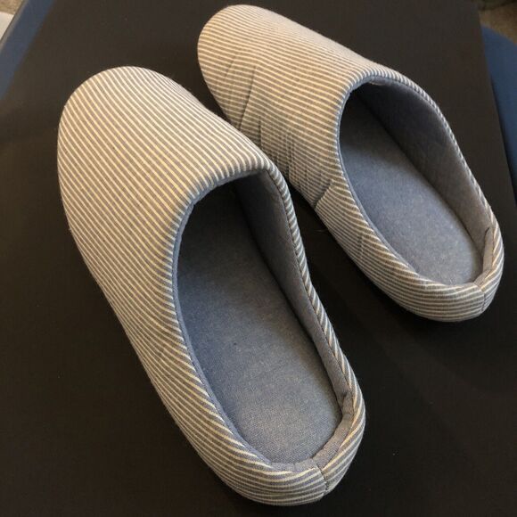 Millstrand Striped Blue & White Soft Slipper Warm Indoor Flat Slides Nonslip 7 - Picture 5 of 16
